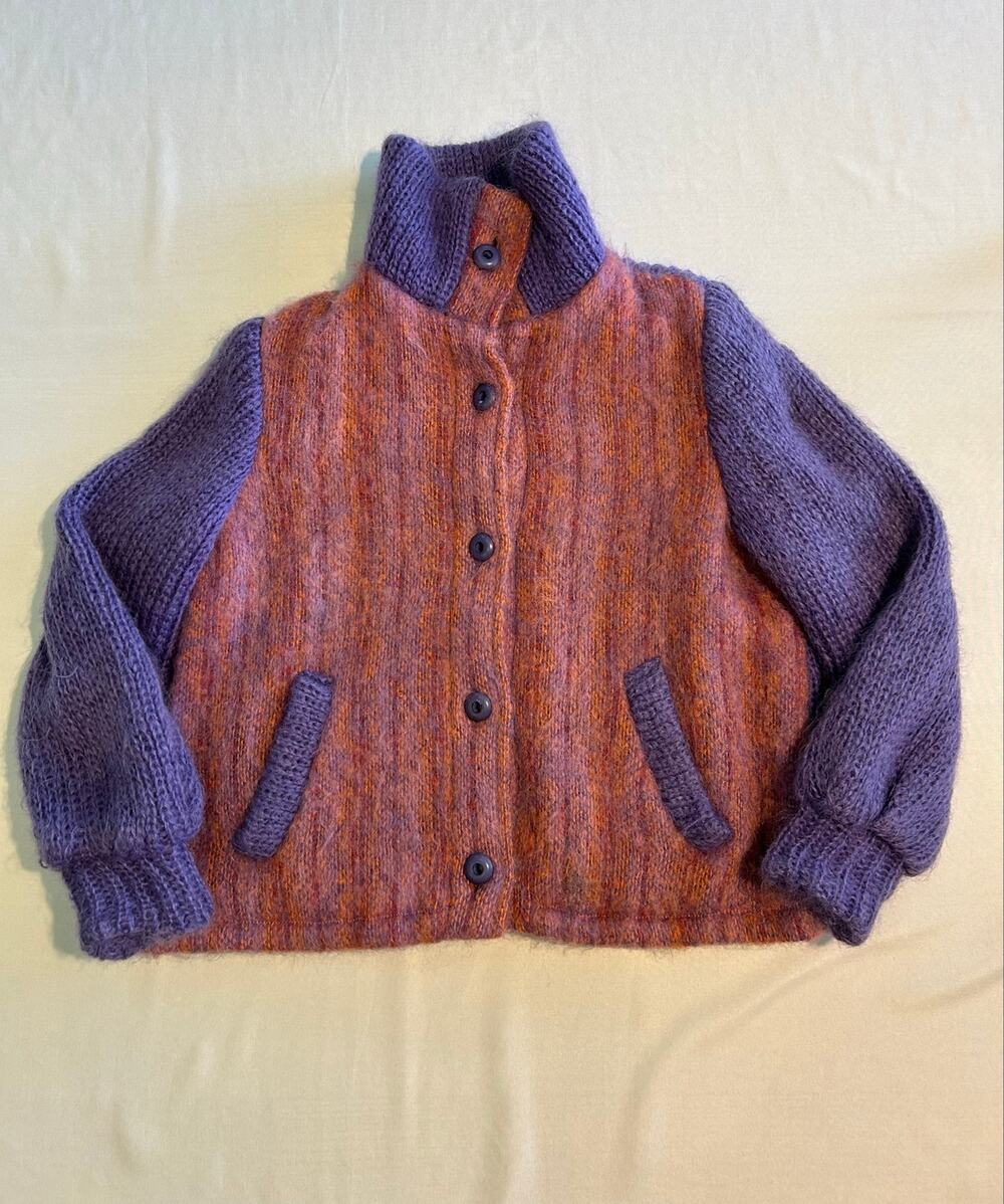 Vintage Donegal Design Irish Wool Mohair Coat Purple Pink Medium